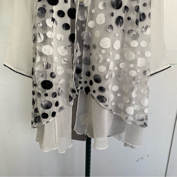 AVALINK Women's Lightweight White Black Dots Cardigan Size M - Picture 5 of 13